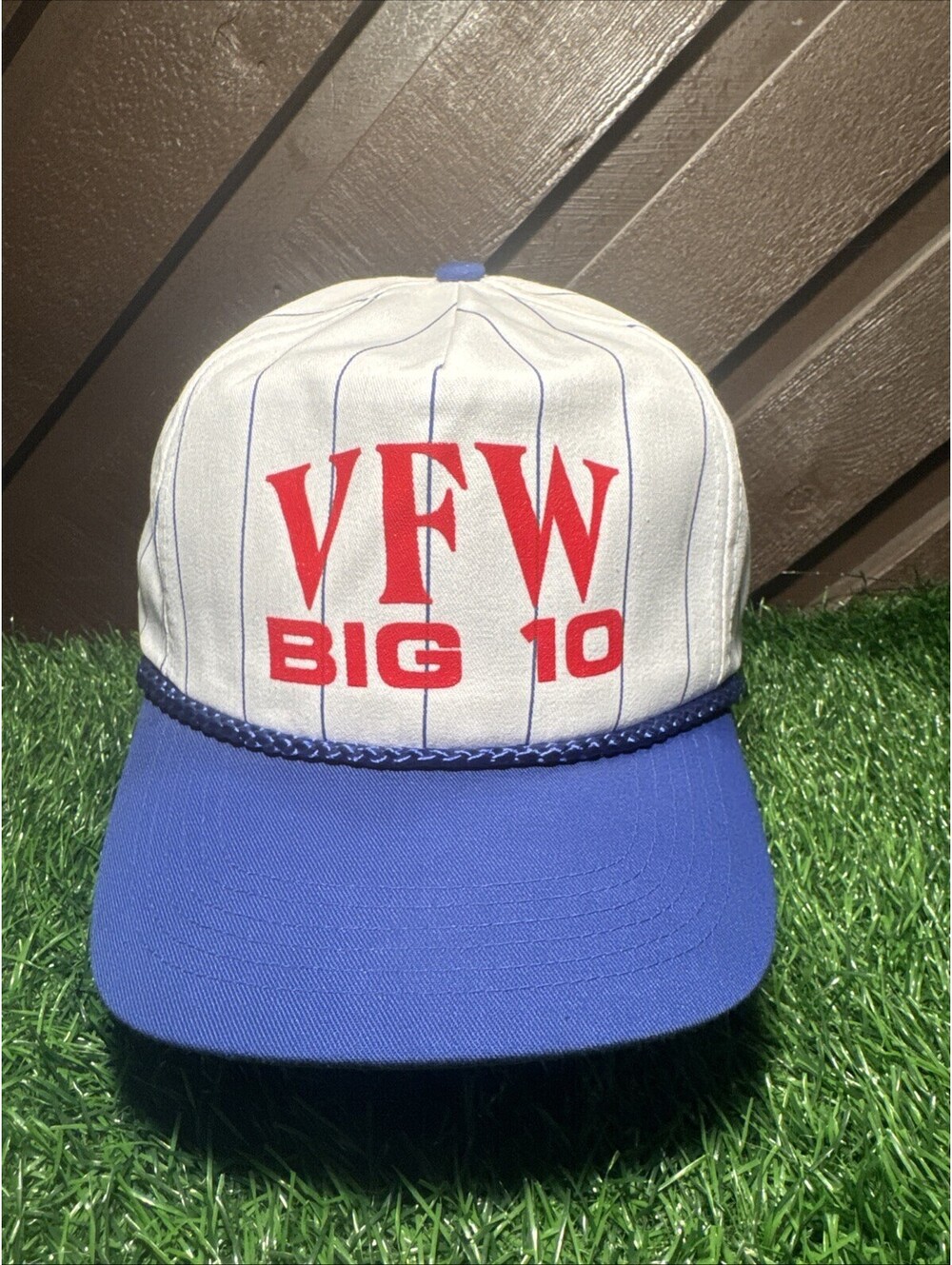 Vintage 80s VFW Big 10 Pinstripe Rope Snapback Hat San Sun Sri Lanka Deadstock